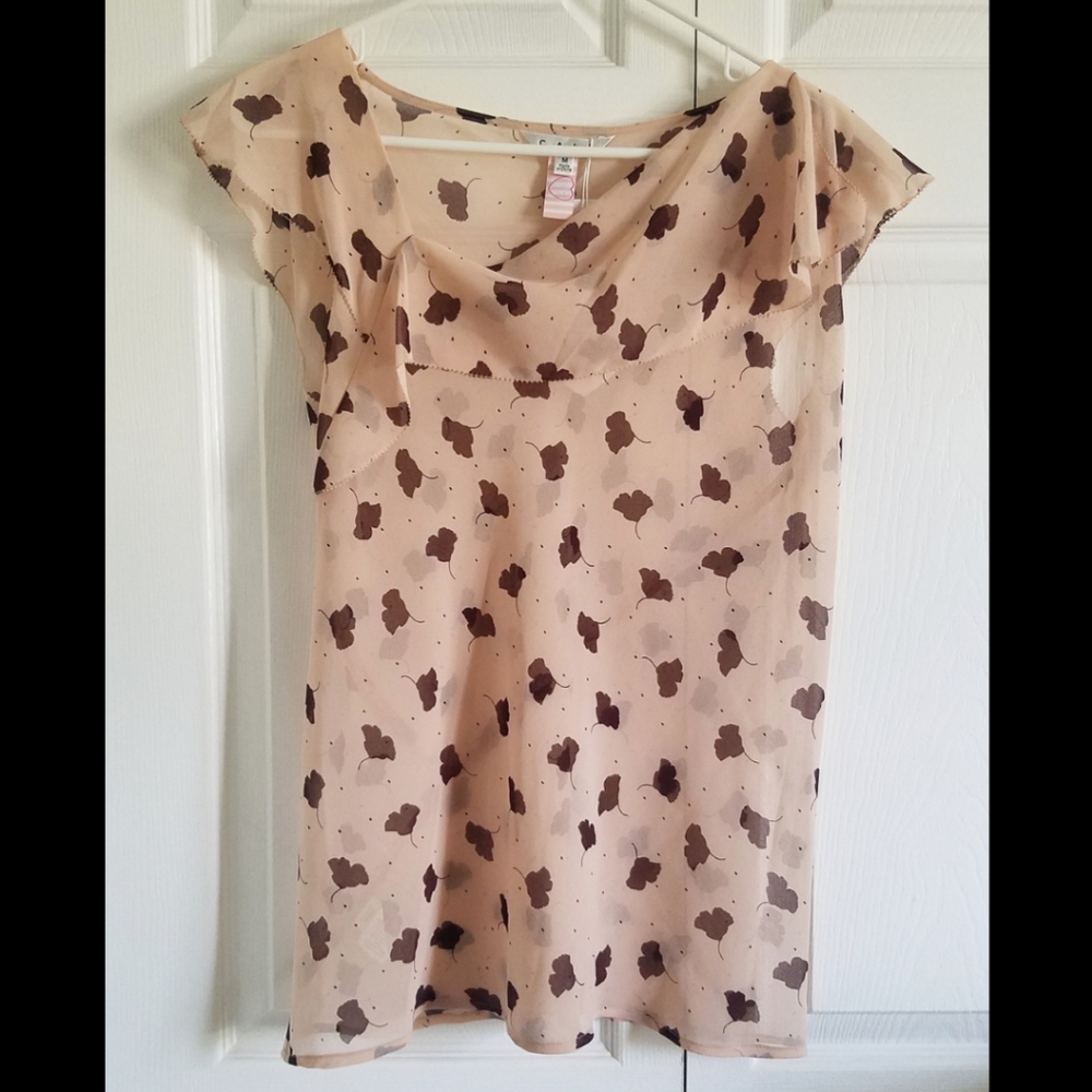 NWT CAbi Playfall Me 981 Sheer Blouse Leaf Medium